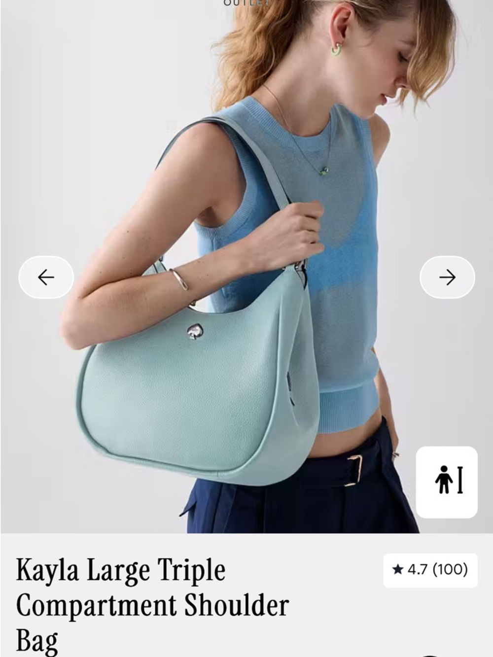 kate spade Pebbled Aventurine Kayla Hobo Purse - Picture 4 of 4